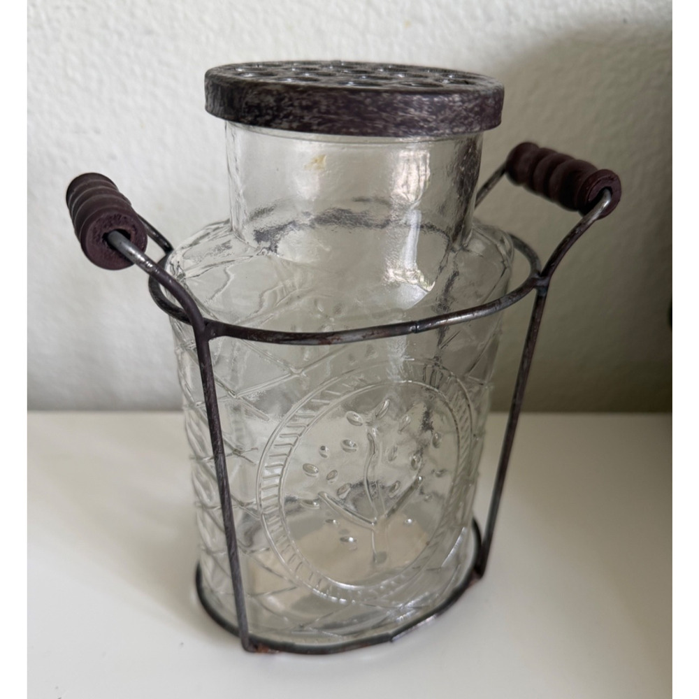 Vintage Style Glass Vase With Metal Lid